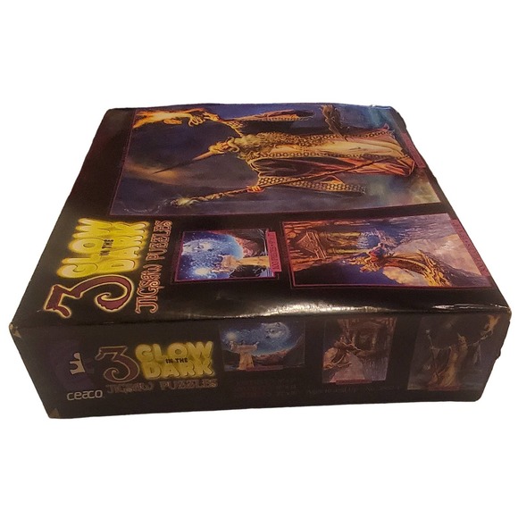 Ceaco 3 Glow in the Dark Jigsaw Puzzles Sealed Note Box is Warped - Picture 4 of 6